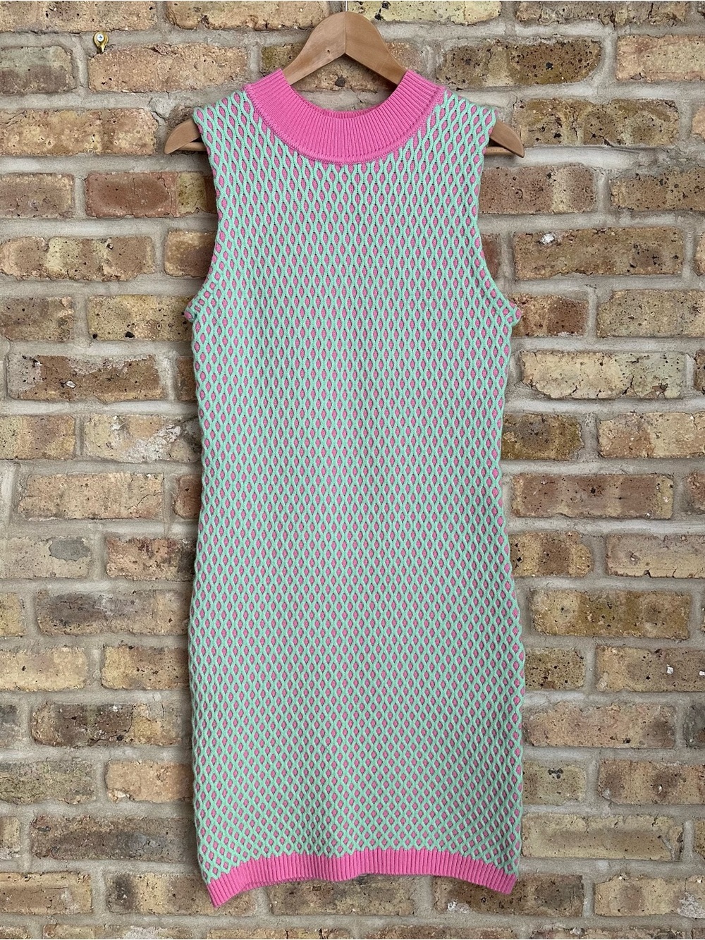 NWOT NATIVE YOUTH Pink & Mint Sleeveless Knit Mini Dress